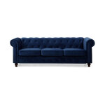 Paris prix - canap� 3 places velours 'chesterfield' 209cm bleu