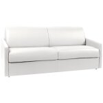 Canap 4 places convertible express en simili blanc - couchage 160 cm - matelas 14 cm calife
