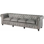 Massivmoebel24 - canapé 4 places en cuir véritable gris chesterfield 204 Massivmoebel24 - canapé 4 places en cuir véritable gris chesterfield 204