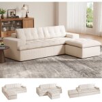 Canap� d'angle beige modulable de 21517548cm, repose - pieds amovible / convertible, canap� moderne en ...