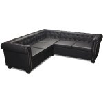 Canap d'angle chesterfield 5 places cuir synthtique noir vidaxl