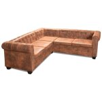 Canapé d'angle chesterfield 5 plcs cuir artificiel marron vidaxl Canapé d'angle chesterfield 5 plcs cuir artificiel marron vidaxl