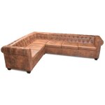 Vidaxl - canap� d'angle chesterfield 6 places cuir artificiel marron