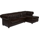Vente - unique - canap d'angle chesterfield brenton 100% cuir de buffle - marron reflets chtains - ...