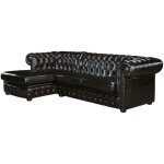 Vente - unique - canap d'angle chesterfield brenton 100% cuir de buffle - marron reflets chtains - ...
