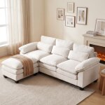 Canap� d'angle convertible 2267688cm, coussins doubles, canap� en l avec pouf r�versible, canap� en velours ...