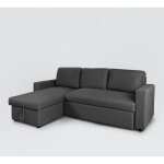 Canap� d'angle convertible 3 places m�ridienne et coffre en tissu positis