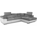 Cotecosy - canap� d'angle droit convertible tissu gris et simili blanc ane 275 cm