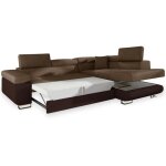 Cotecosy - canap� d'angle convertible simili cuir et tissu marka - coffre et appuis - t�te r�glables ...