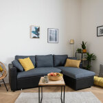 Happy garden - canapé d'angle convertible clark 3 places gris chiné et noir Happy garden - canapé d'angle convertible clark 3 places gris chiné et noir