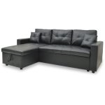 Intensedeco - canap d'angle convertible cuero noir