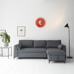 Happy garden - canapé d'angle convertible logan 3 places gris chiné Happy garden - canapé d'angle convertible logan 3 places gris chiné