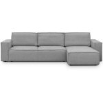 Homifab - canapé d'angle convertible réversible 5 places avec coffre de rangement en tissu chiné gris ... Homifab - canapé d'angle convertible réversible 5 places avec coffre de rangement en tissu chiné gris ...