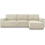 Homifab - canap� d'angle convertible r�versible 5 places avec coffre de rangement en velours c�tel� beige ...