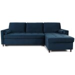 Canapé d'angle convertible réversible claudio en velours bleu foncé Canapé d'angle convertible réversible claudio en velours bleu foncé