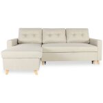 Intensedeco - canap d'angle convertible rversible falko tissu beige