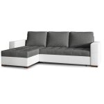Les tendances - canapé d'angle convertible et réversible tissu gris foncé et simili cuir blanc zelly ... Les tendances - canapé d'angle convertible et réversible tissu gris foncé et simili cuir blanc zelly ...