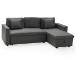 Happy garden - canap� d'angle convertible simili clark 3 places gris