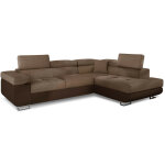 Cotecosy - canap d'angle convertible simili cuir et tissu marka - coffre et appuis - tte rglables ...