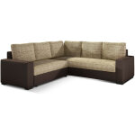 Canap� d'angle convertible simili marron et tissu beige chin� travor 235cm