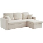 Canap� d'angle convertible en tissu bouclettes blanches - ida - 3 places. fauteuil d'angle r�versible ...