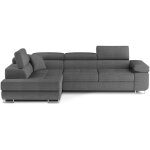 Canap� d'angle convertible tissu marka - coffre et appuis - t�te r�glables angle gauche - gris - angle ...