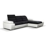 Vente - unique - canapé d'angle convertible en tissu et simili mirabeau - bicolore noir / blanc - angle ... Vente - unique - canapé d'angle convertible en tissu et simili mirabeau - bicolore noir / blanc - angle ...