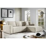 Tendencio - canap� d'angle convertible vella en velours c�tel� (beige)