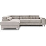 Canap d'angle convertible velours appuis - tte rglables loza - coffre et pieds acier chrom angle ...