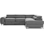 Canap� d'angle convertible velours appuis - t�te r�glables loza - coffre et pieds acier chrom� angle ...