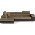 Canap� d'angle convertible velours marka - coffre et appuis - t�te r�glables angle gauche - marron / ...