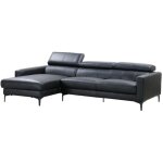 Vente - unique - canap d'angle en cuir de buffle florence - noir - angle gauche