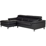 Vente - unique - canapé d'angle cuir mishima - noir - angle gauche Vente - unique - canapé d'angle cuir mishima - noir - angle gauche