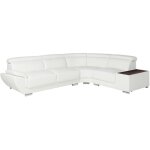 Vente - unique - canap d'angle en cuir nahia - blanc - angle droit
