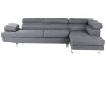 Beliani - canap d'angle design en tissu gris avec appuis - ttes rglables pour salon moderne