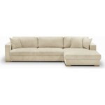 Homifab ? canap� d'angle convertible 5 places en velours c�tel� beige ? coffre de rangement ? dimensions ...