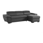 Vente - unique - canap d'angle droit convertible en cuir gris anthracite jonova