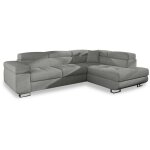 Canap d'angle droit convertible marius tissu gris