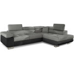 Canapé d'angle droit convertible tissu gris et simili noir ane 275 cm Canapé d'angle droit convertible tissu gris et simili noir ane 275 cm