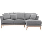 Miliboo - canap d'angle droit dhoussable scandinave 4 places en tissu gris clair et bois clair oslo ...