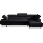Canap� d'angle droit avec t�ti�res relevables palerme velours c�tel� noir