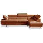 Canap� d'angle droit avec t�ti�res relevables palerme velours c�tel� terracotta