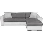 Usinestreet - canap d'angle elona convertible bi - matire blanc et gris avec poufs de rangement  gauche ...