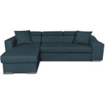 Usinestreet - canap d'angle elona convertible en tissu bleu ptrole avec poufs de rangement  gauche ...