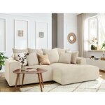 Bobochic - canap� d'angle fixe enjoy velours c�tel� angle droit beige