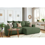 Bobochic - canap� d'angle fixe enjoy velours c�tel� angle droit vert