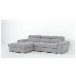 Inside75 - canap� d'angle gauche convertible avec m�ridienne coffre kid tissu gris clair