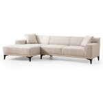 Canap� d'angle � gauche moderne en tissu blanc avec 2 coussin tivano 250 cm