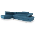 Intensedeco - canapé d'angle gauche avec têtières relevables charly tissu bleu canard Intensedeco - canapé d'angle gauche avec têtières relevables charly tissu bleu canard