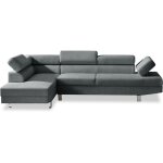 Canap� d'angle gauche avec t�ti�res relevables palerme velours c�tel� gris